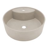 LAVEO CLIFF kerek gránit mosdó túlfolyó nélkül, bézs