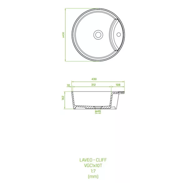 LAVEO CLIFF kerek gránit mosdó, bézs