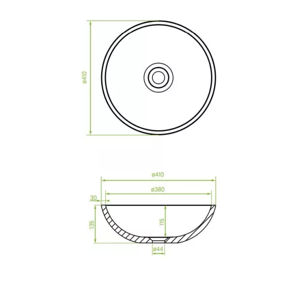 LAVEO AMBER szürke gránit mosdó túlfolyó nélkül, szürke