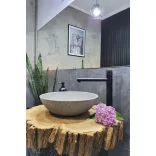 LAVEO AMBER szürke gránit mosdó túlfolyó nélkül, szürke