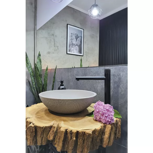 LAVEO AMBER szürke gránit mosdó túlfolyó nélkül, szürke