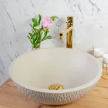 LAVEO AMBER kerek gránit mosdó, bézs