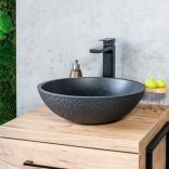 LAVEO AMBER kerek gránit mosdó, fekete