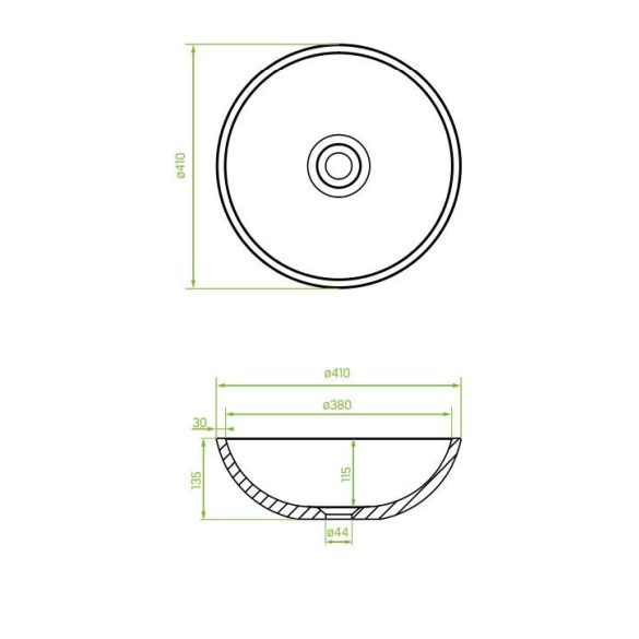 LAVEO AMBER kerek gránit mosdó, fekete