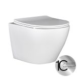 LAVEO AKAN / DESNA WC-szett rejtett fali tartállyal, króm öblítővel, fali WC-vel, keskeny ülőkével