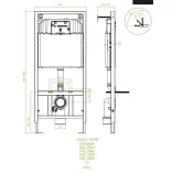 LAVEO AKAN / DESNA WC-szett rejtett fali tartállyal, arany/fekete öblítővel, fali WC-vel, keskeny ülőkével
