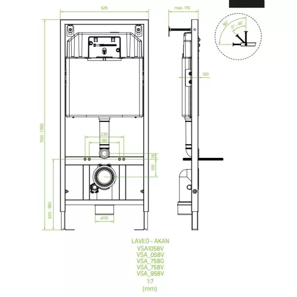 LAVEO AKAN rejtett fali tartály króm öblítővel, állítható, 3/6L