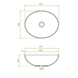 LAVEO DESNA ovális kerámia mosdó túlfolyó nélkül, fehér