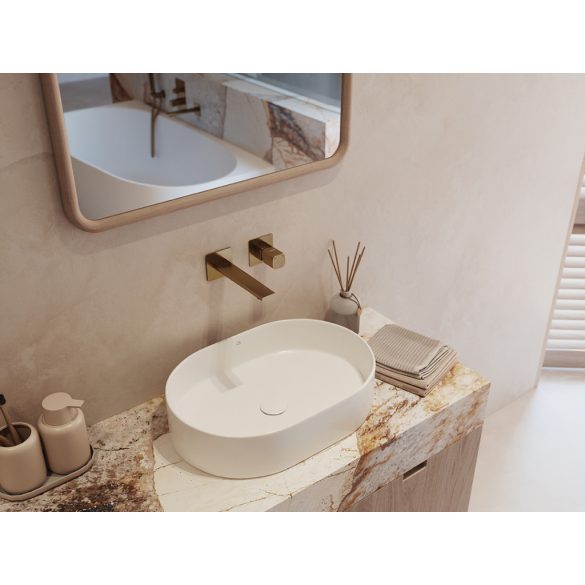 LAVEO DESNA ovális kerámia mosdó túlfolyó nélkül, fehér