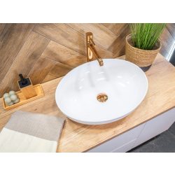   LAVEO DESNA ovális kerámia mosdó túlfolyó nélkül, fehér