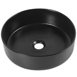   LAVEO DESNA kerek kerámia mosdó túlfolyó nélkül, matt fekete