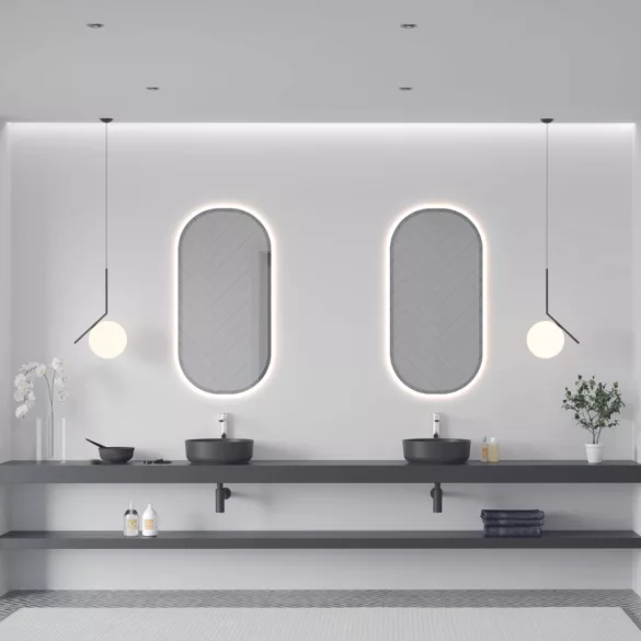 LAVEO DESNA kerek kerámia mosdó túlfolyó nélkül, matt fekete