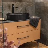 LAVEO DESNA ovális kerámia mosdó túlfolyó nélkül, matt fekete