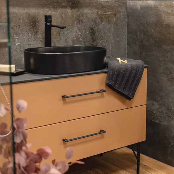 LAVEO DESNA ovális kerámia mosdó túlfolyó nélkül, matt fekete