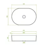 LAVEO DESNA ovális kerámia mosdó túlfolyó nélkül, matt fekete