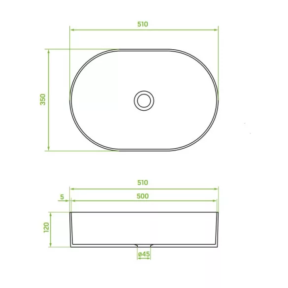 LAVEO DESNA ovális kerámia mosdó túlfolyó nélkül, matt fekete