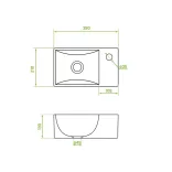 LAVEO KVADRATO kerámia mosdó, fehér, pultra vagy falra szerelhető (szerelvény kittel)