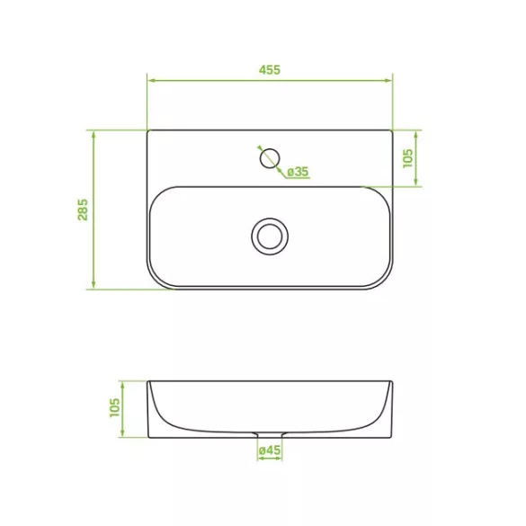 LAVEO KVADRATO kerámia mosdó, fehér, pultra vagy falra szerelhető (szerelvény kittel)