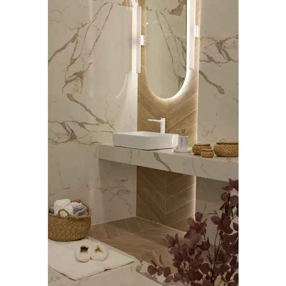 LAVEO KVADRATO szögletes kerámia mosdó túlfolyó nélkül, fehér