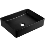 LAVEO KVADRATO szögletes kerámia mosdó túlfolyó nélkül, matt fekete