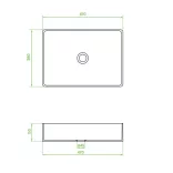 LAVEO KVADRATO szögletes kerámia mosdó túlfolyó nélkül, matt fekete