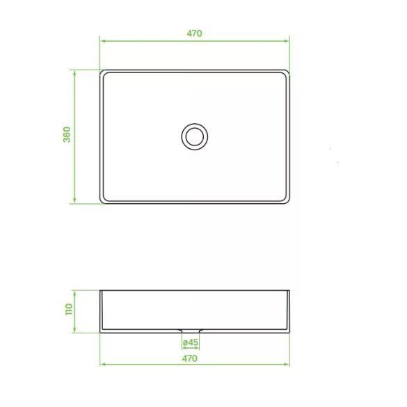 LAVEO KVADRATO szögletes kerámia mosdó túlfolyó nélkül, matt fekete