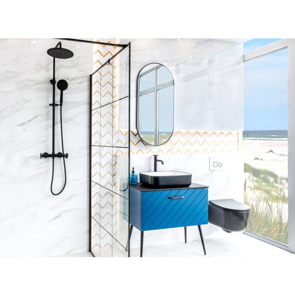 LAVEO MOGAMI szögletes kerámia mosdó túlfolyó nélkül, fehér/ matt fekete